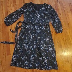 Ann Taylor Factory dark green floral midi dress - sz 12p